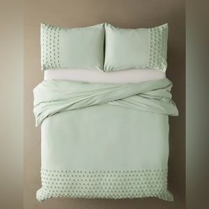 Urban Outfitters Tufted Dot Duvet Cover in Olive Green